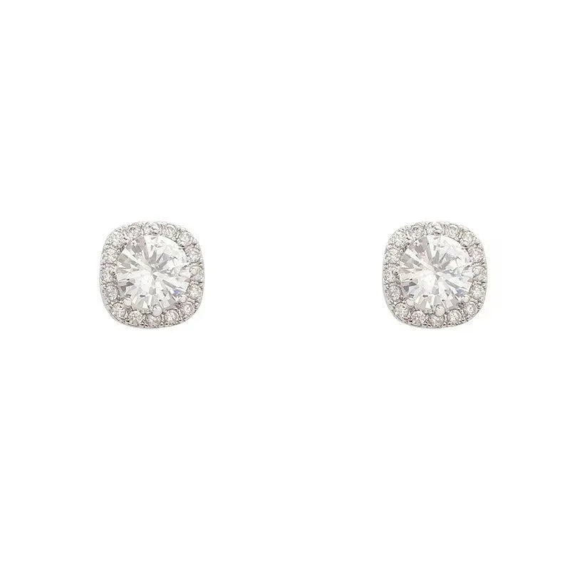 Square diamond geometric earrings in silver and gold colours with quadrilateral design
