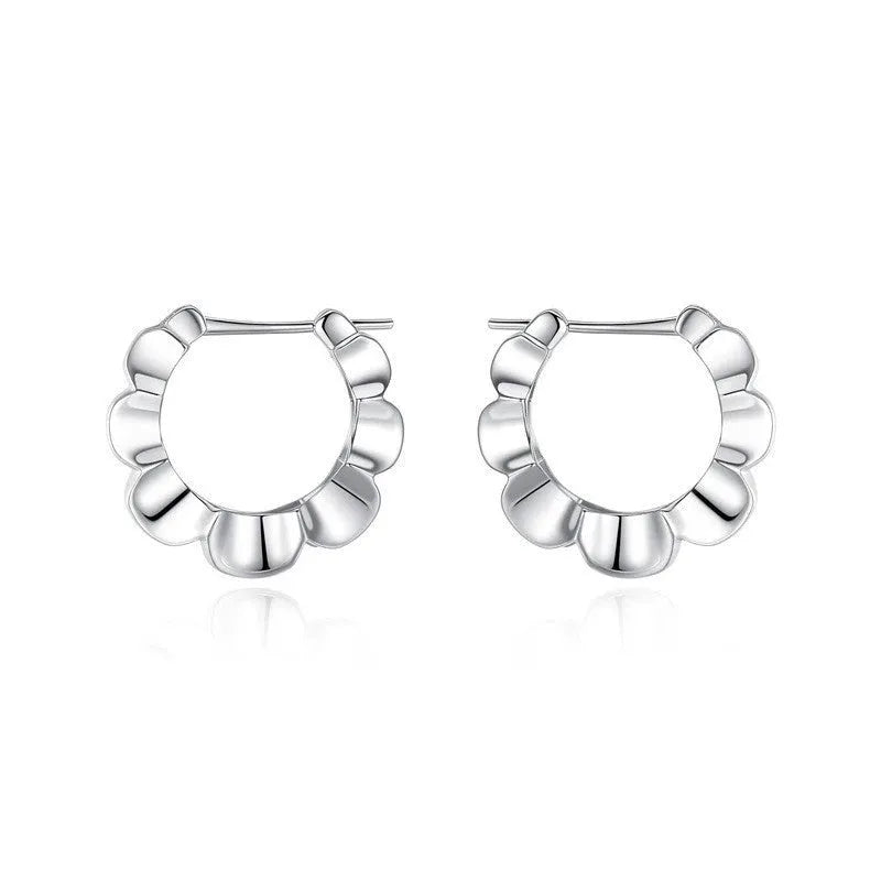 Sterling silver geometric earrings with round elements and electroplated finish