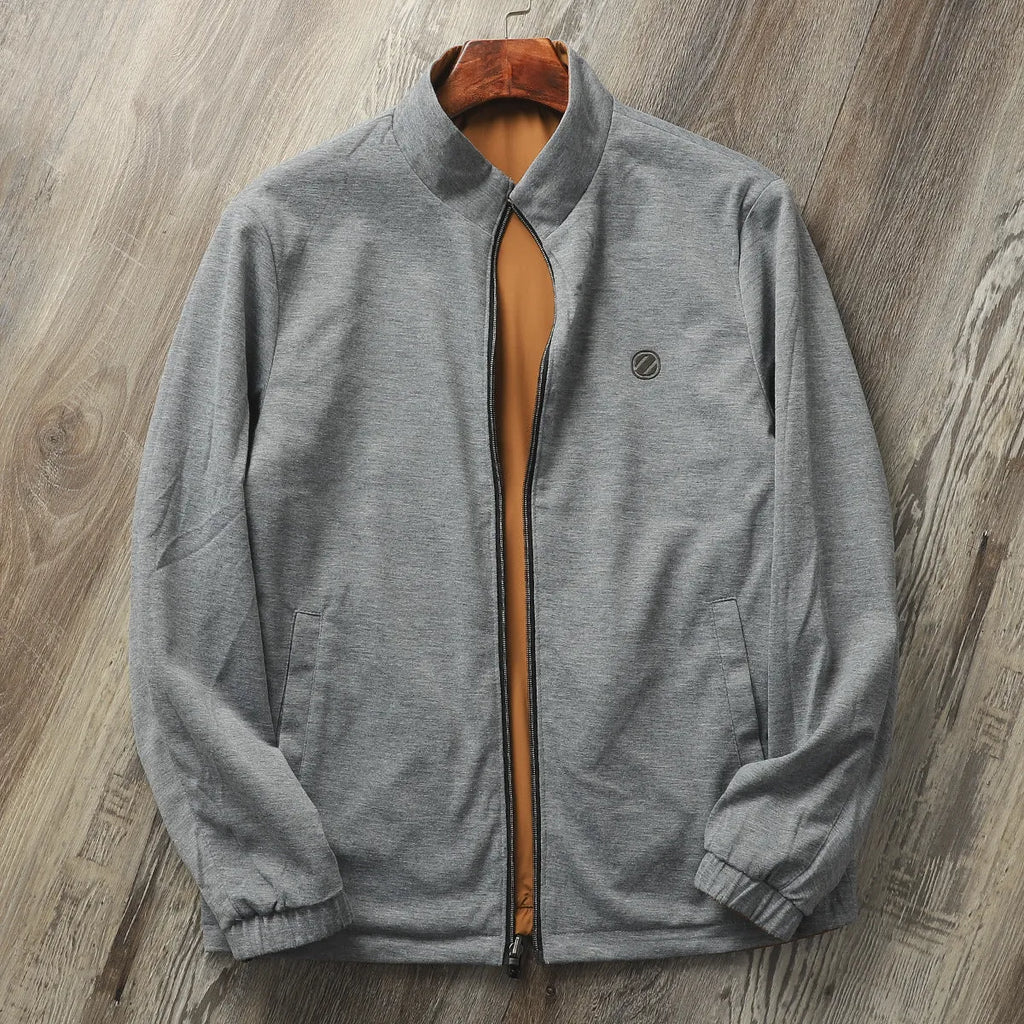 Men's stand collar casual jacket in polyester blend fabric available in multiple colours