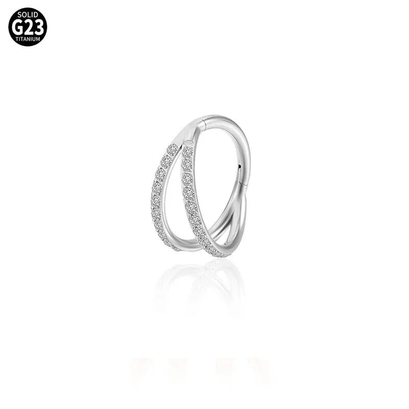 Titanium alloy nose ring in gold and steel colour finishes with size gauge options
