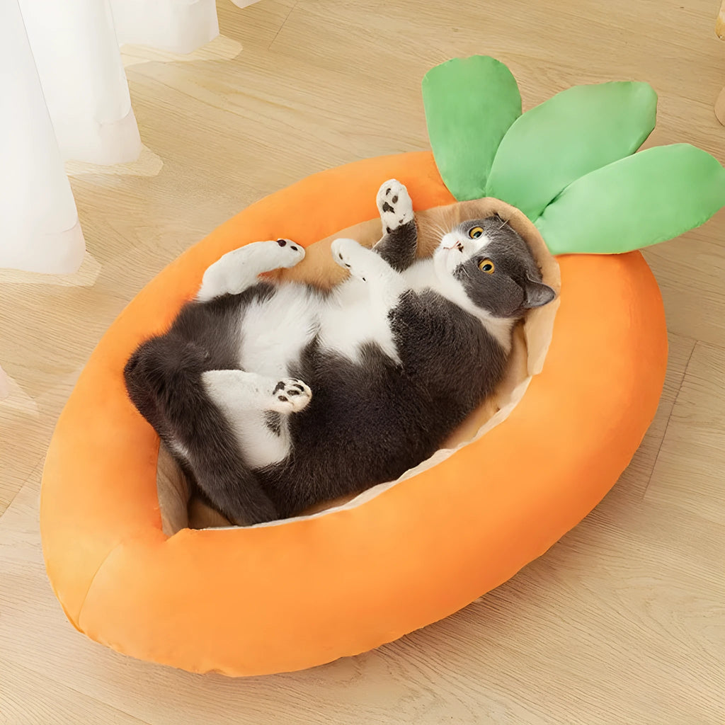 Carrot-shaped double-sided removable cloth pet bed in medium and large sizes