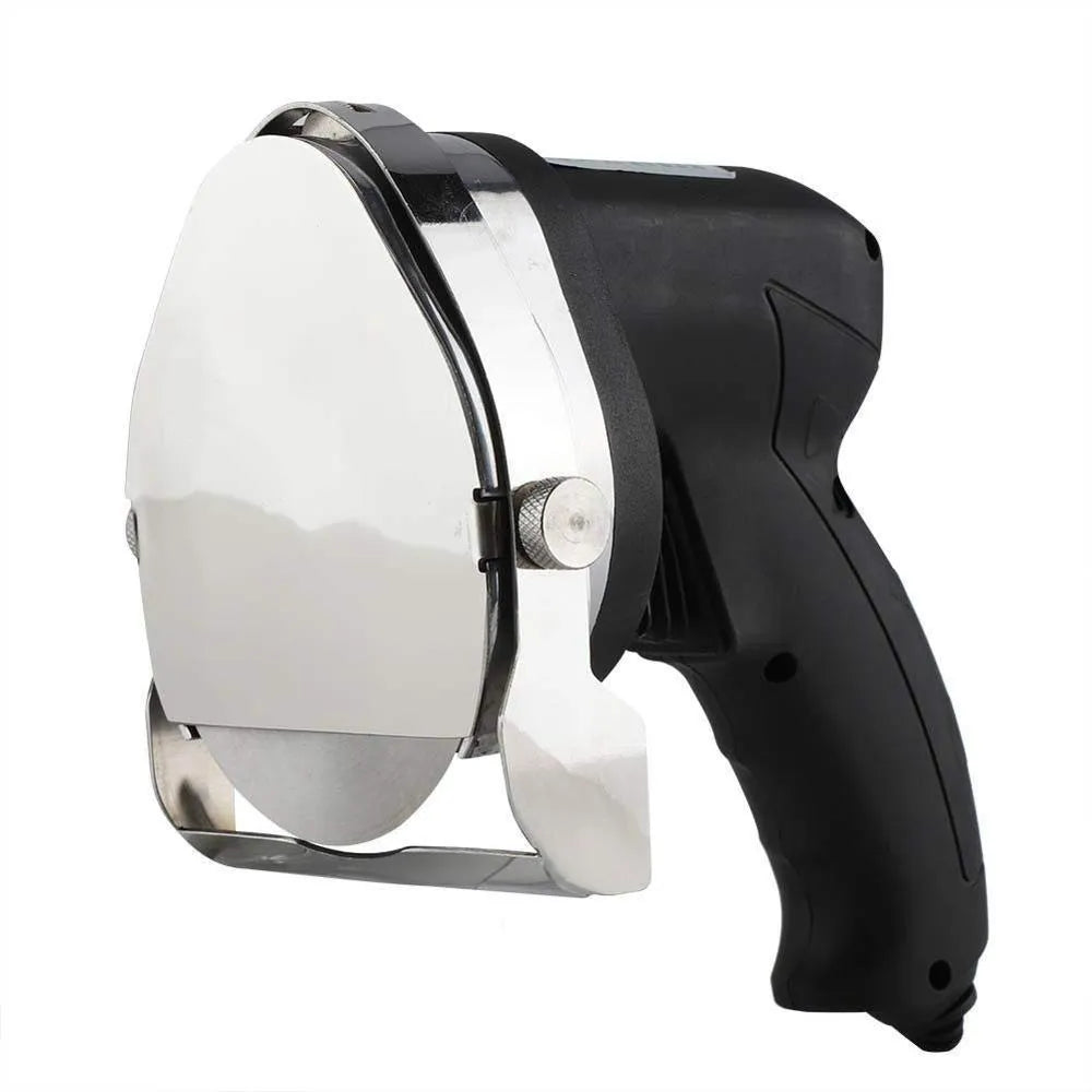 Black KS-100E model electric meat cleaver for cutting meat up to 3.3 inches thick.