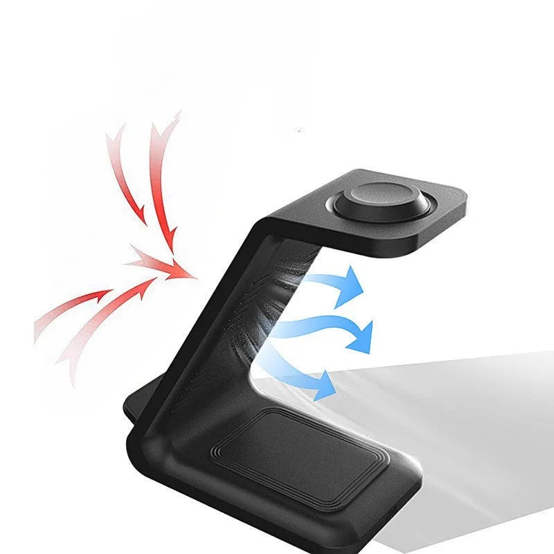 White upright wireless phone charger with dual-coil charging surface and QC3.0 fast charging support