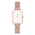 Women's waterproof quartz watch with woven steel strap and alloy case