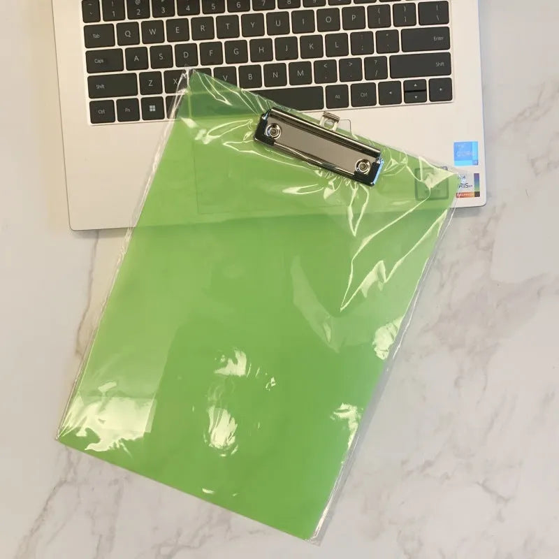 Transparent A4 A5 clipboard with metal flat clip on PP plastic writing board