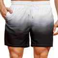 Men's gradient colour 3D printed mesh sports shorts in shorts length on a size chart