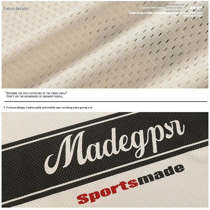 Apricot coloured V-neck sports jersey with letter pattern and drop-shoulder sleeves