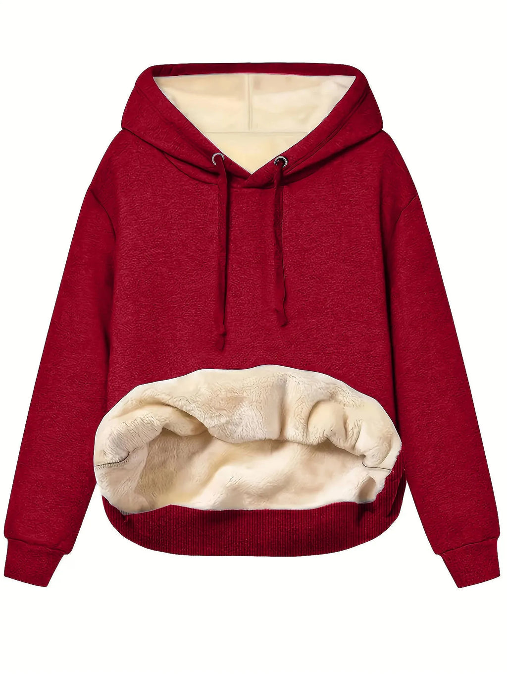 Women's loose grey hooded sweater with a 3D textured pattern on the front.