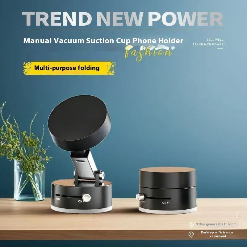 Vacuum magnetic suction phone bracket in black for car dashboard or desk use
