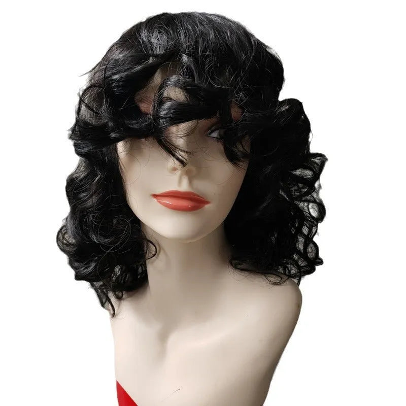 Black synthetic Afro wig with long curly hair in exotic African style