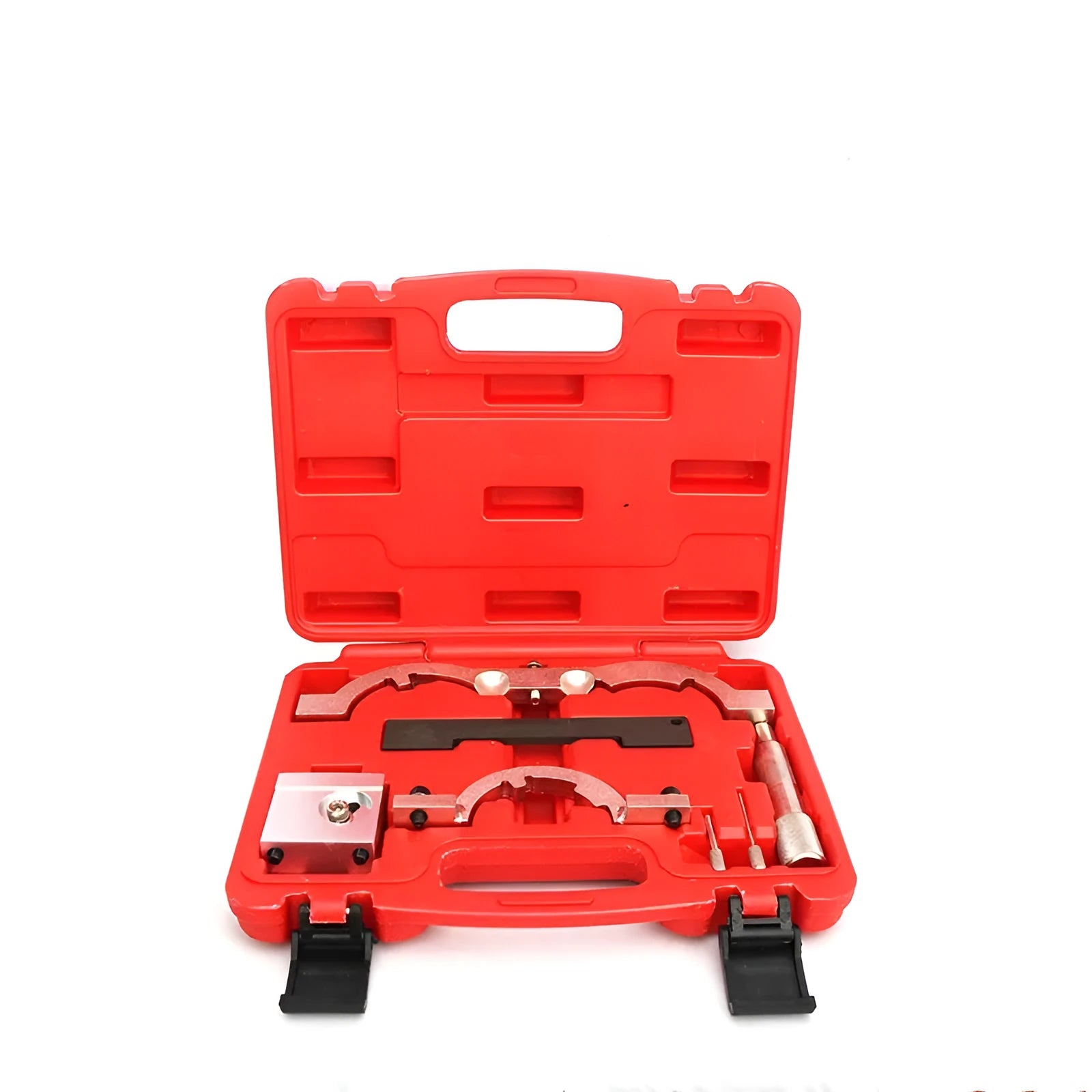 Red seven-piece Opel 1.4 LUJ engine timing tool set made from chrome-vanadium steel.