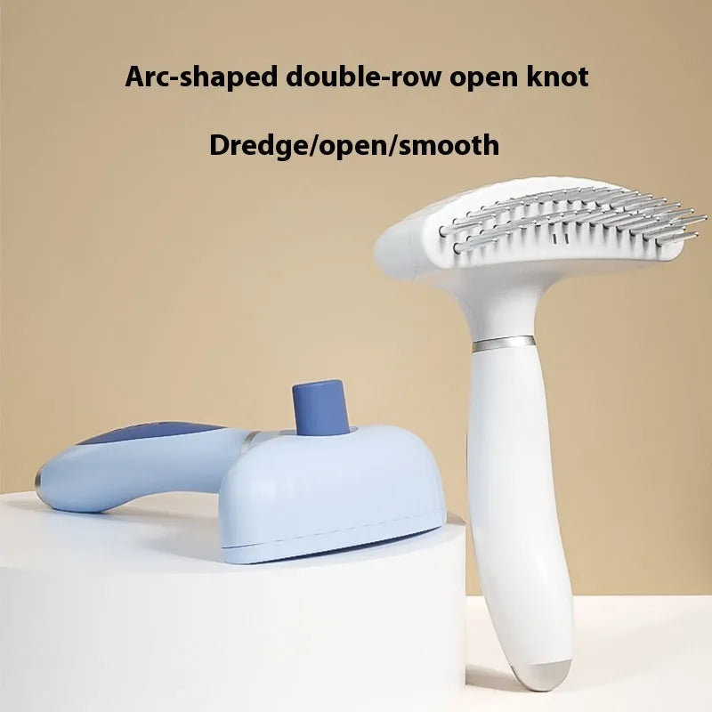 Azure light blue stainless steel double-row pet comb for dog grooming