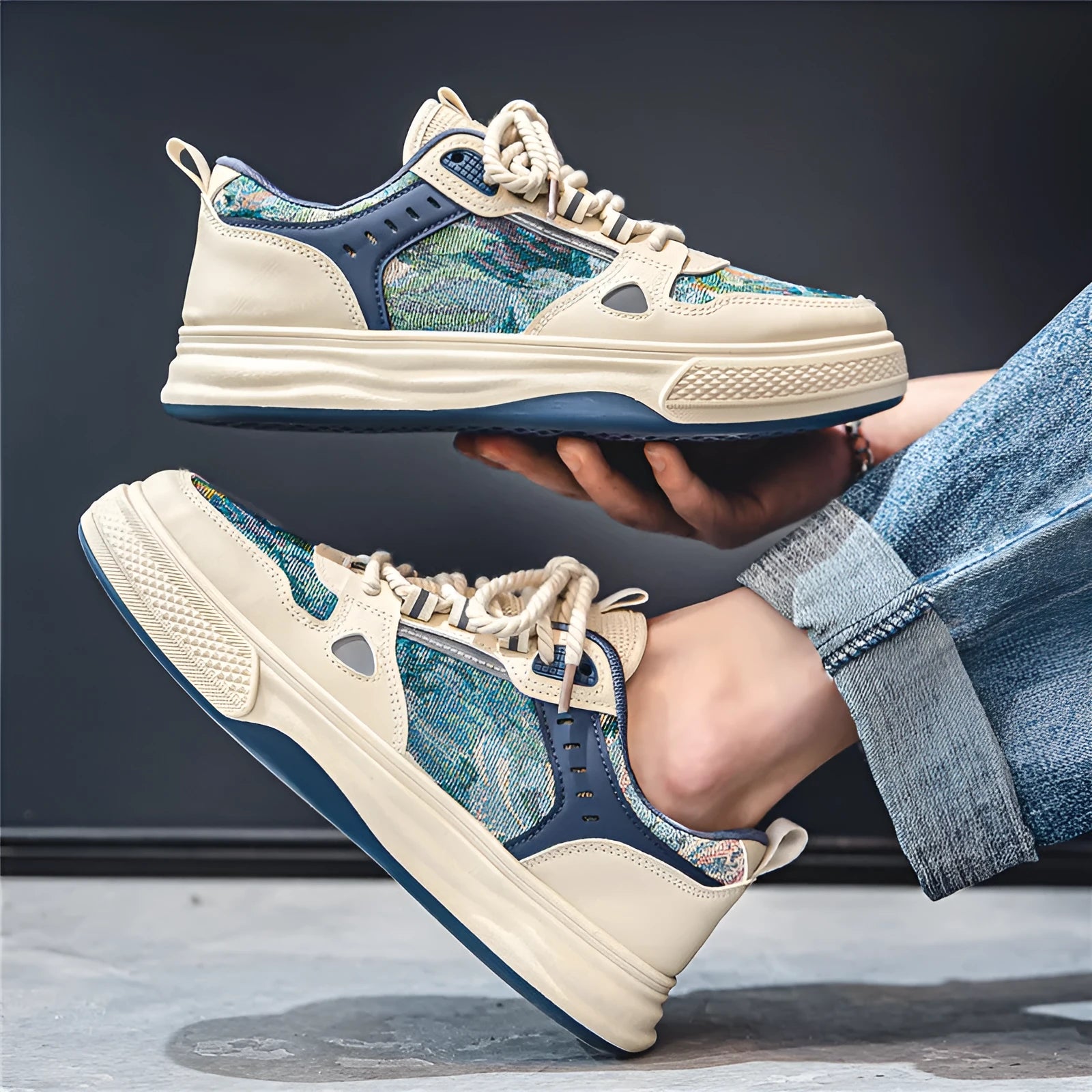 Summer canvas casual shoes with round toe and flat heel in Milan green colour