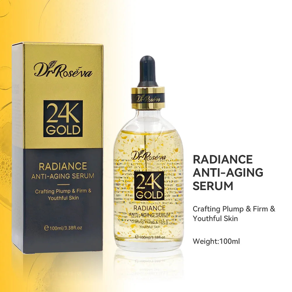 DR.ROSEVA 5Pcs 24K Gold Radiance luxury skincare gift box with Cleanser Toner Serum Eye Serum and Face Cream