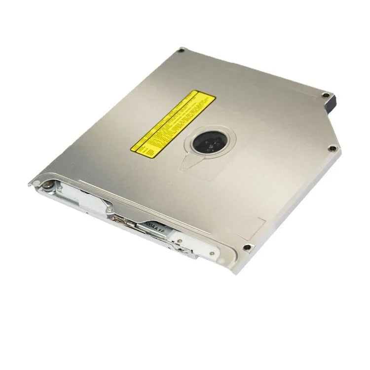 Silver SATA optical drive for MacBook Pro 13-inch laptops measuring 128x128x9.5mm