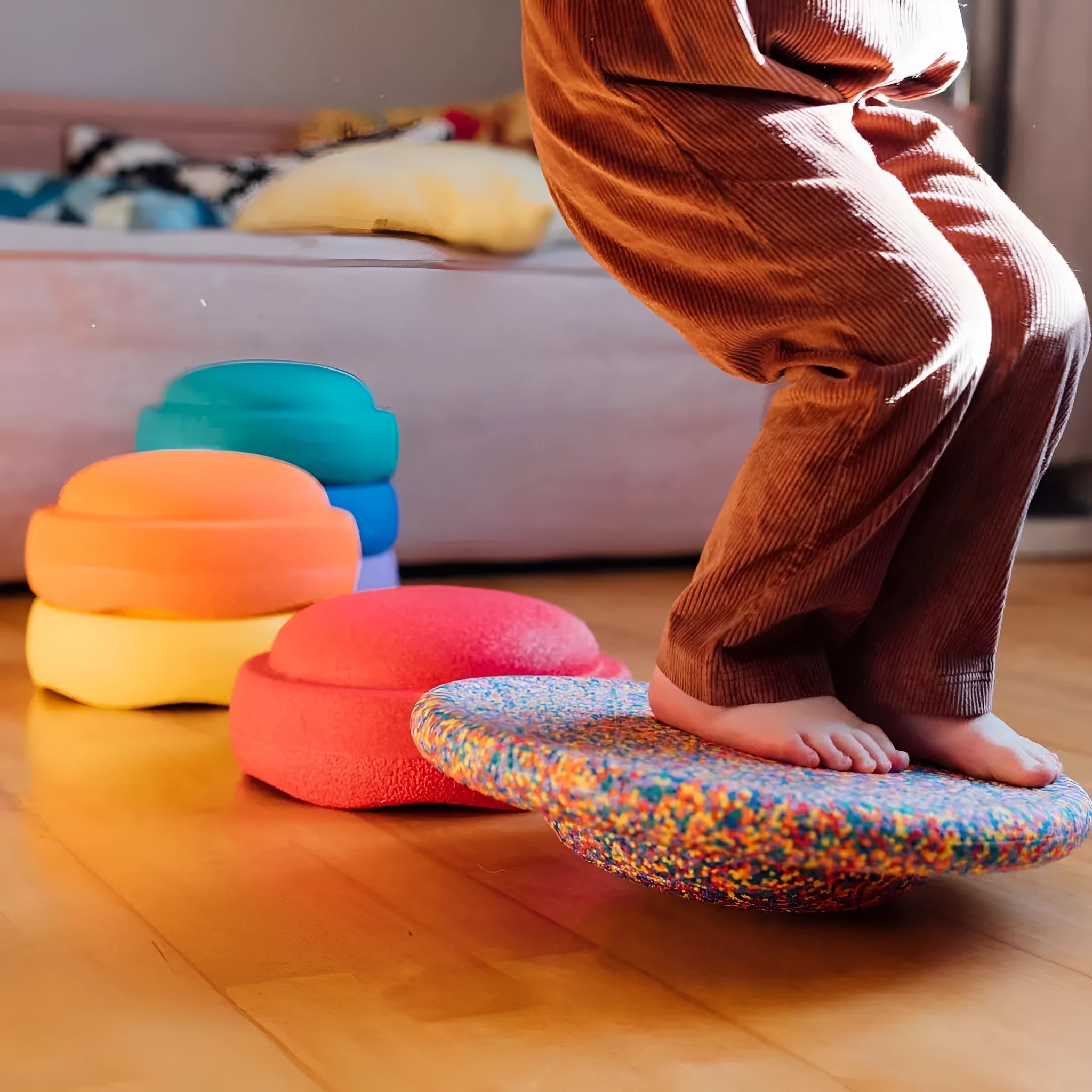 Plastic wood surf balance board for children aged 4-6 years with wood grain finish
