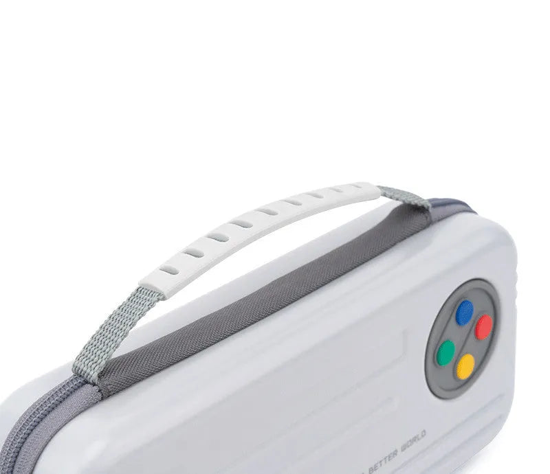 Large capacity multi-cassette handle clutch storage bag for NS OLED version in grey, 25.5 x 12.5 x 6 cm