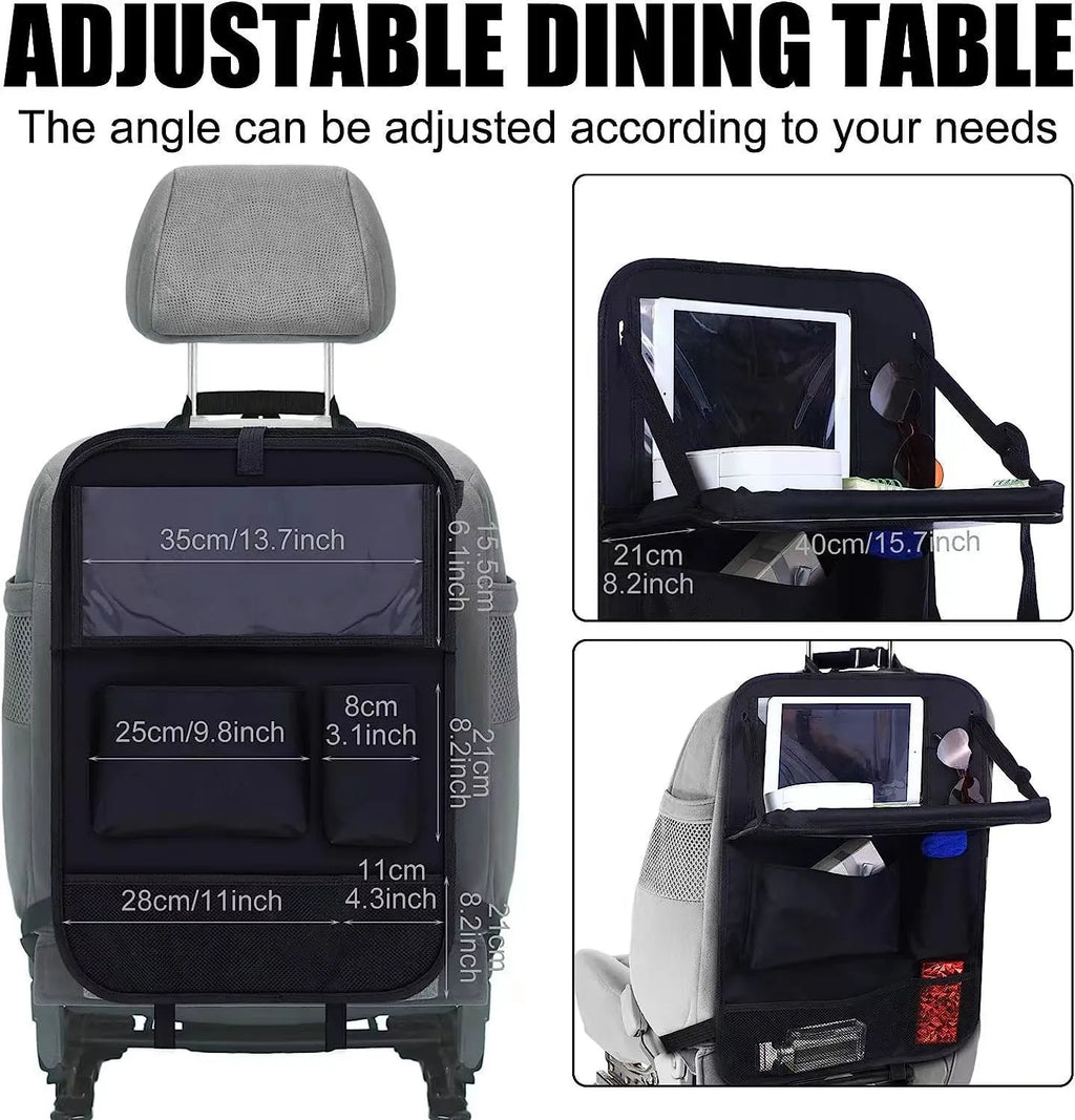 Black Oxford fabric car seat back organiser storage bag with 42x30cm dimensions