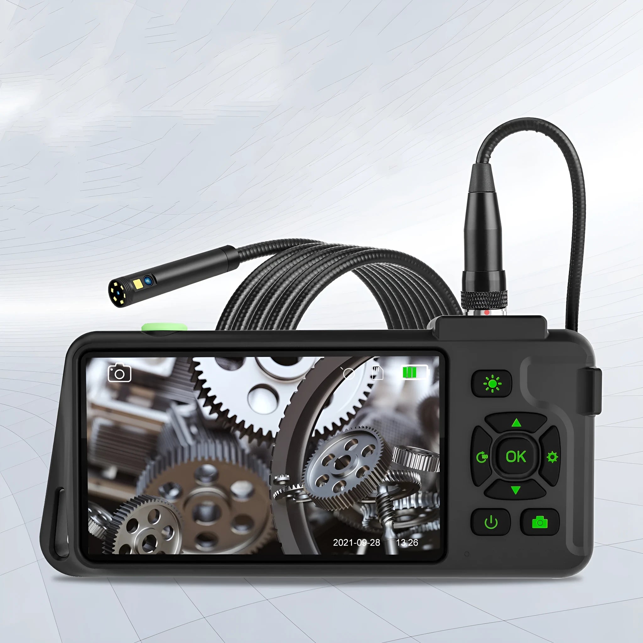 Portable industrial endoscope with 4.5-inch screen and 5.5mm dual lens camera on 1M cable