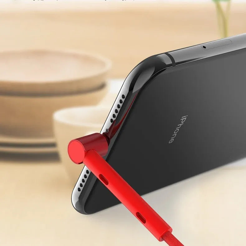 Creative mobile phone elbow charging cable for Apple fast charging in black red and blue