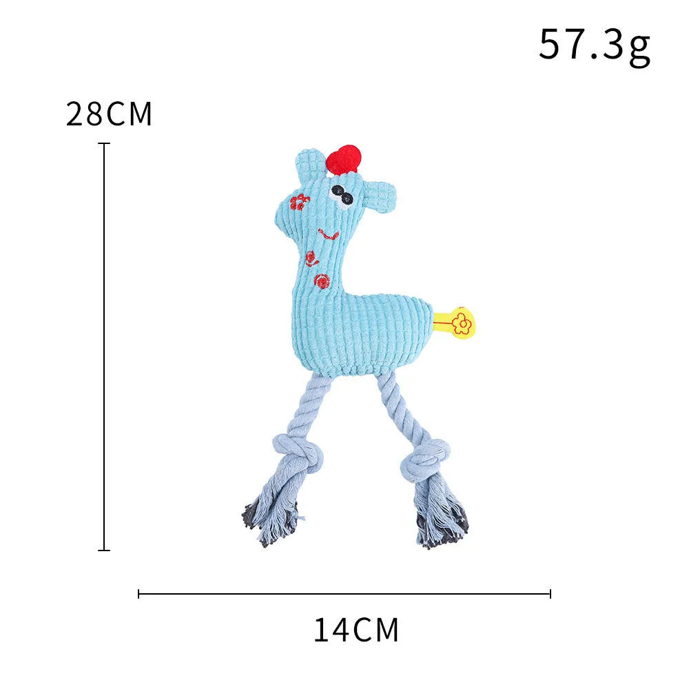Blue deer-shaped plush pet toy with corn grain texture, suitable for dogs and cats