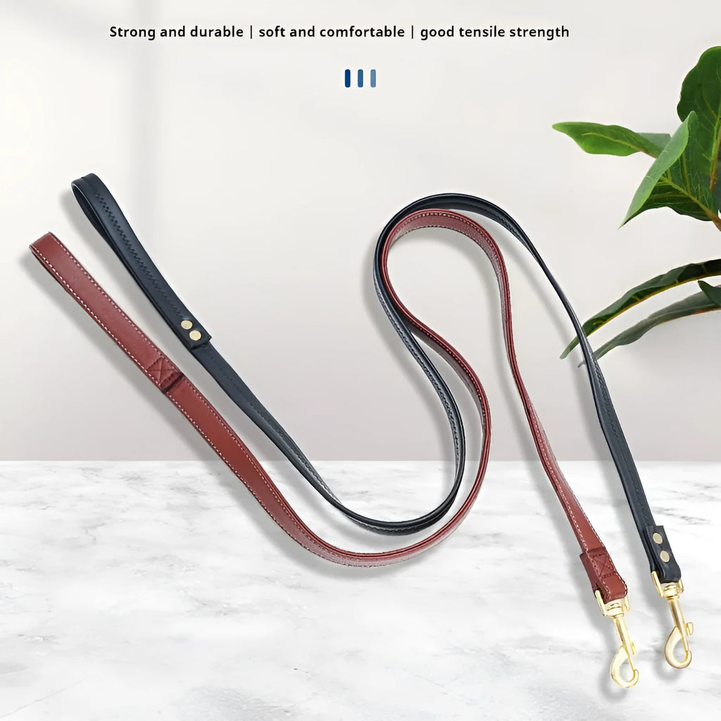 Roran high-grade PU leather pet traction belt showing adjustable strap and secure clasp in black or maroon colour