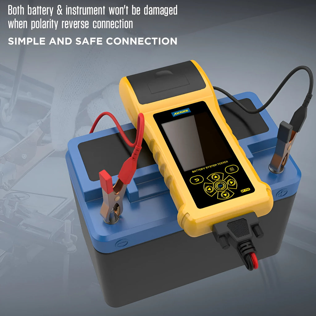 Autool BT760 colour screen vehicle battery tester with thermal printer and test clips