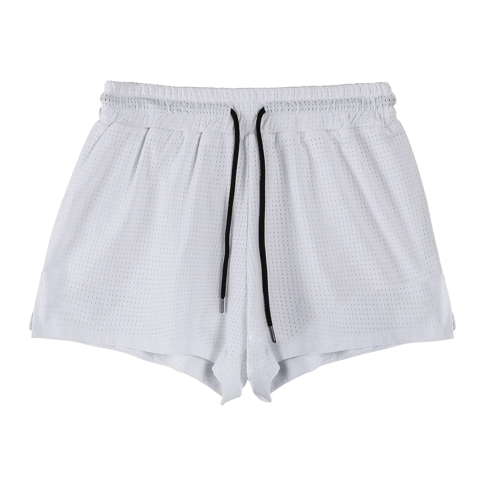 Men's black quick-drying nylon summer shorts with mid-waist design for sports and leisure wear
