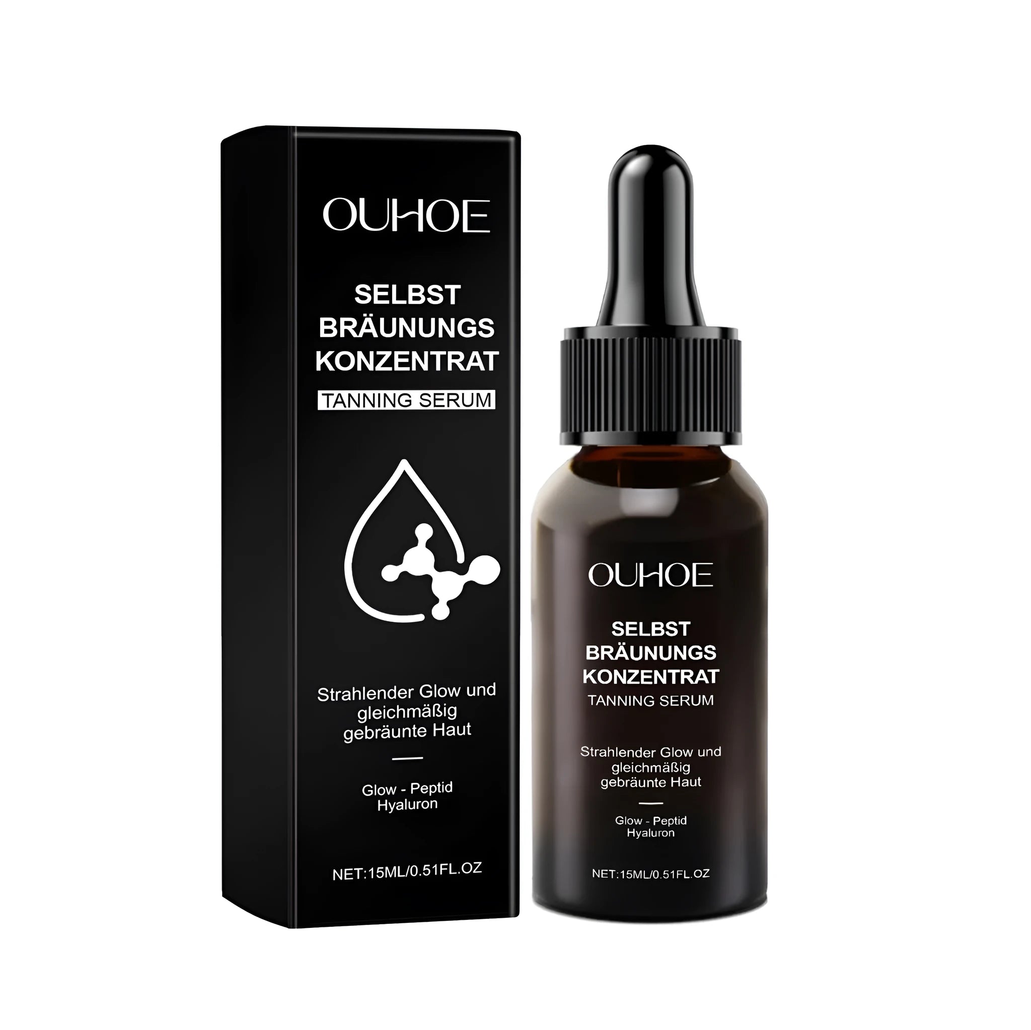 Meihei Liquor 15ml bottle of self-tanning liquid with hyaluronic acid and oligopeptide-1.