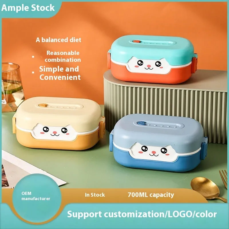 Square divided plastic lunch box in dark blue colour with multiple compartments