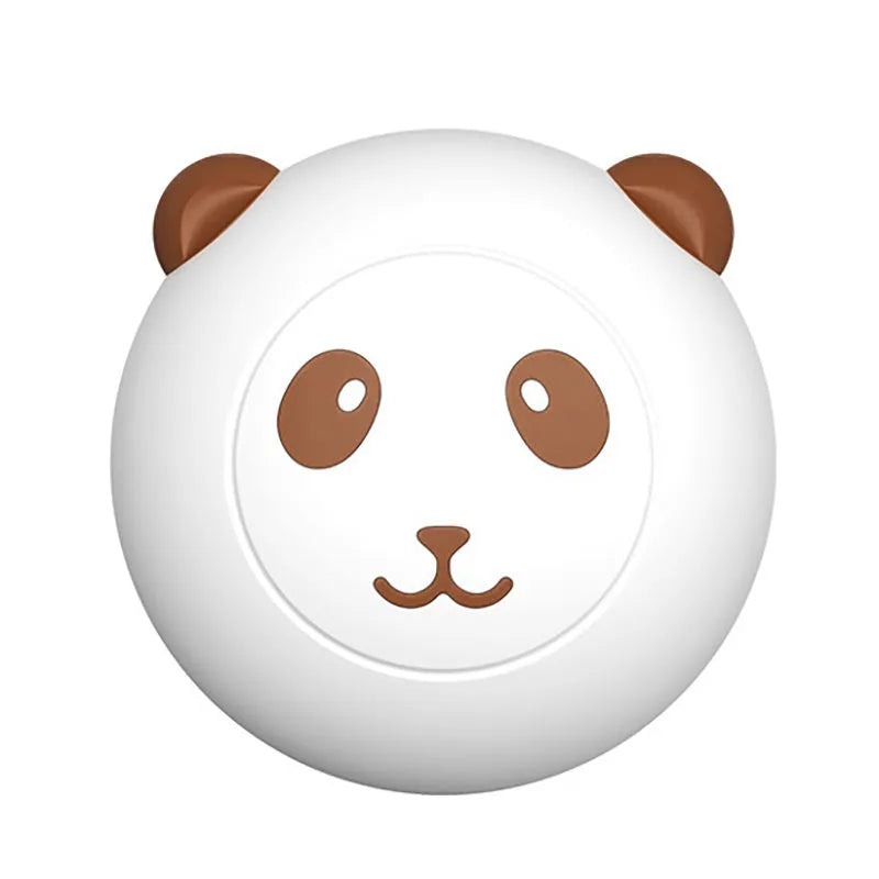 Panda-shaped silicone pet shower brush with soft bristles for dog and cat bath time.