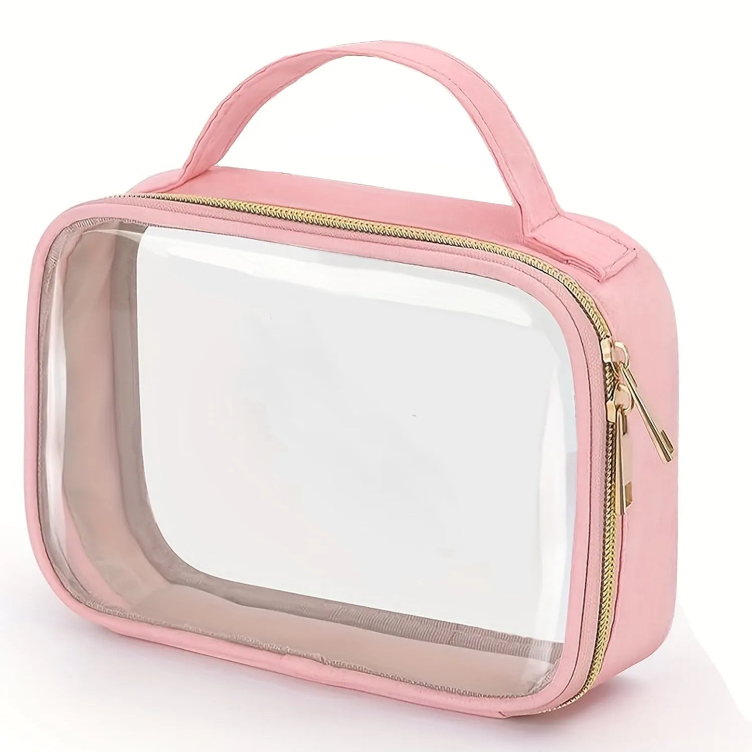 Transparent PVC lipstick storage wash bag with chain handle in multiple colour options