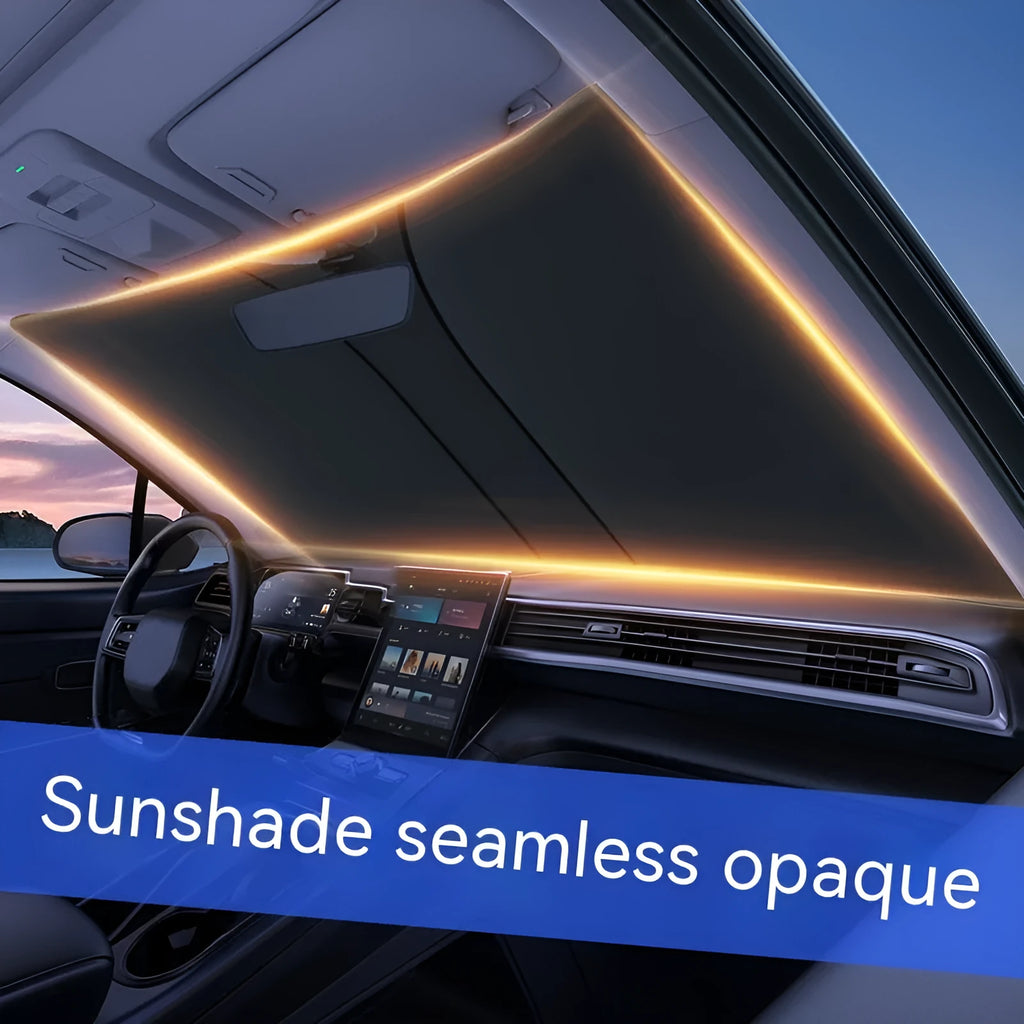 Car double ring front shield sun shade with titanium silver NC fabric for heat insulation