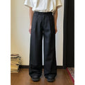 Men's straight-leg casual trousers with loose wide-leg fit in polyester blend fabric