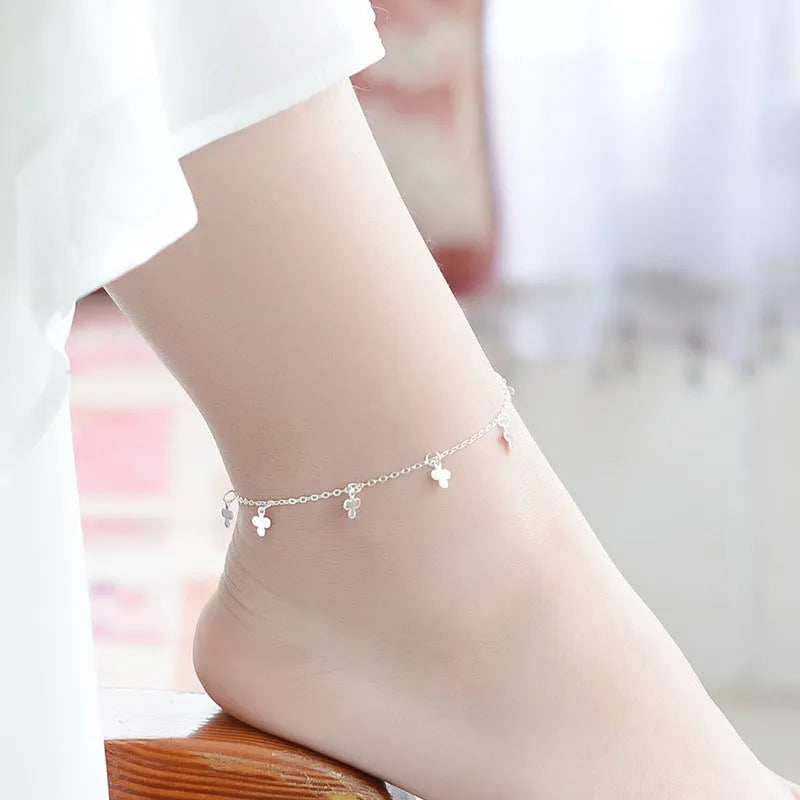 Irish clover lucky bracelet silver plated 30% natural flower shape women's adjustable