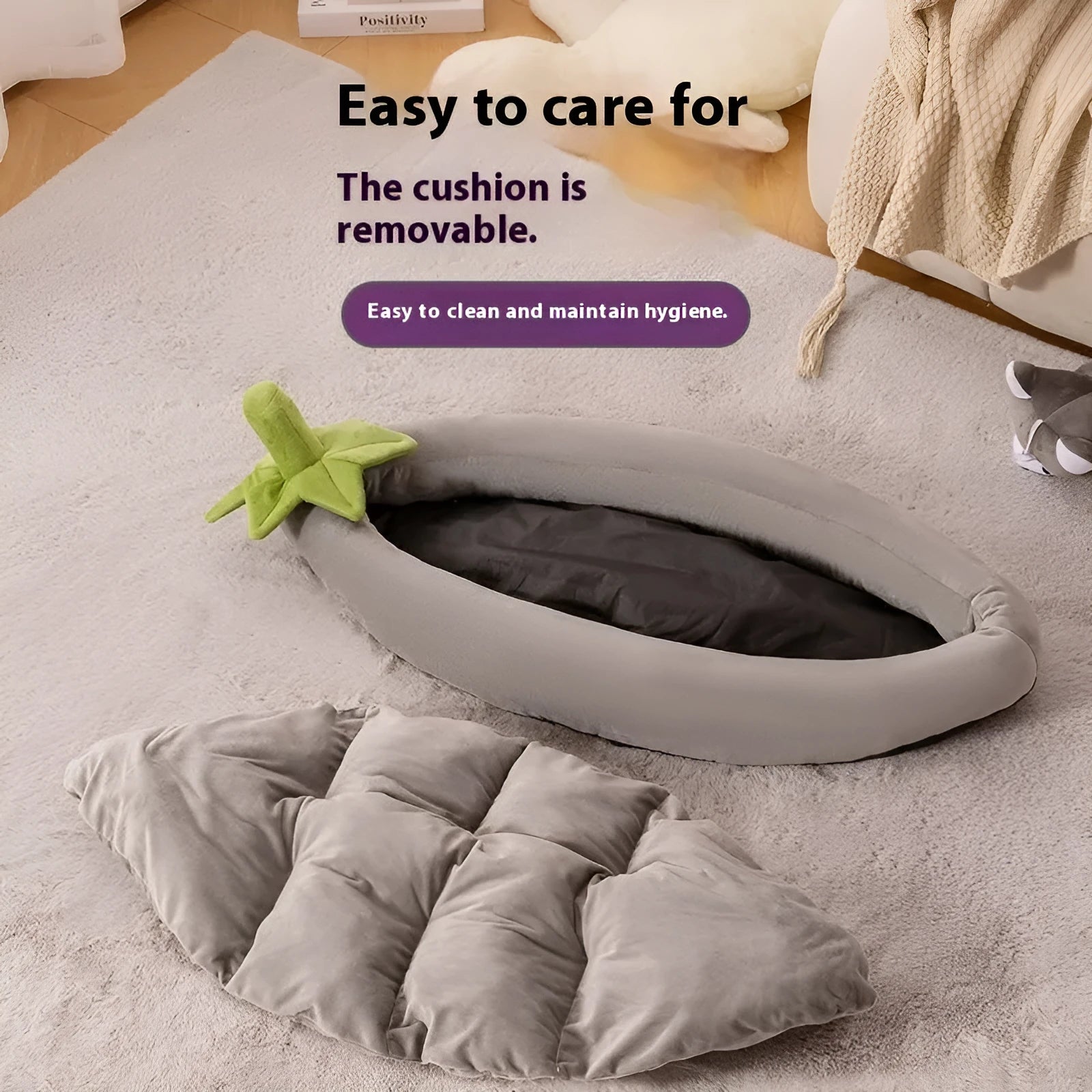 Removable washable dog mat in five sizes with orange, purple, brown, or grey cloth cover