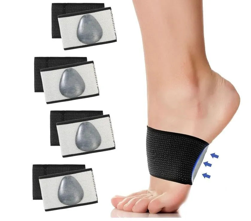 Elastic flat foot arch support bandage in heart and ordinary styles.