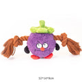 Green plush rope knot dog toy with molar tooth shape for tug-of-war games