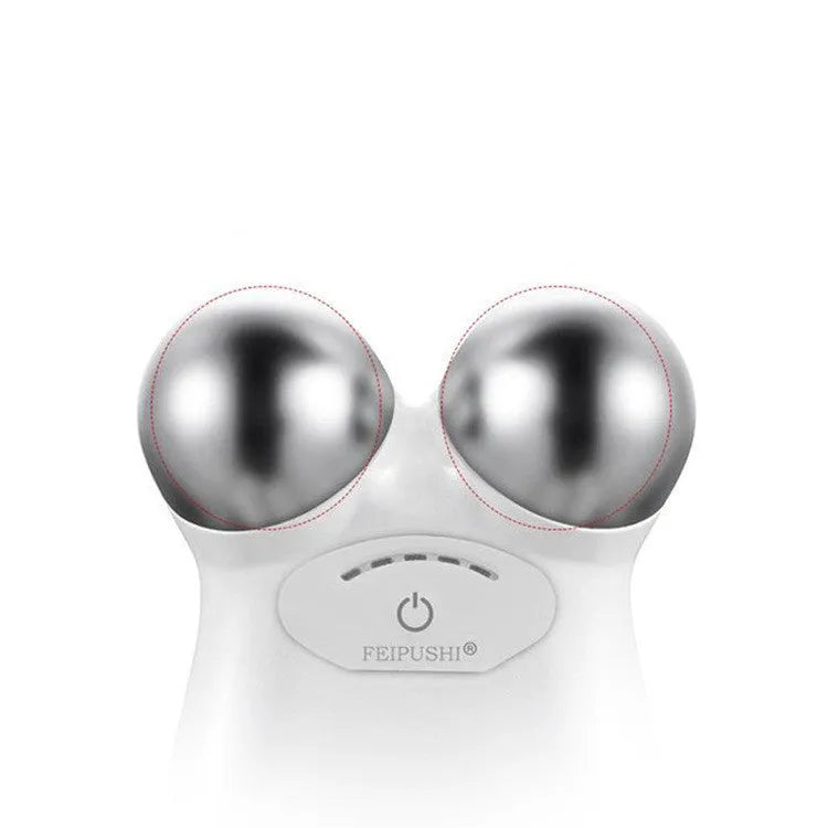 Pink or white HS-858 micro current facial lifting and firming device measuring 106mm by 65mm.