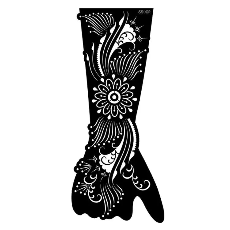 Geometric hollow template tattoo stickers showing intricate cut-out patterns for tattoo stencil applications