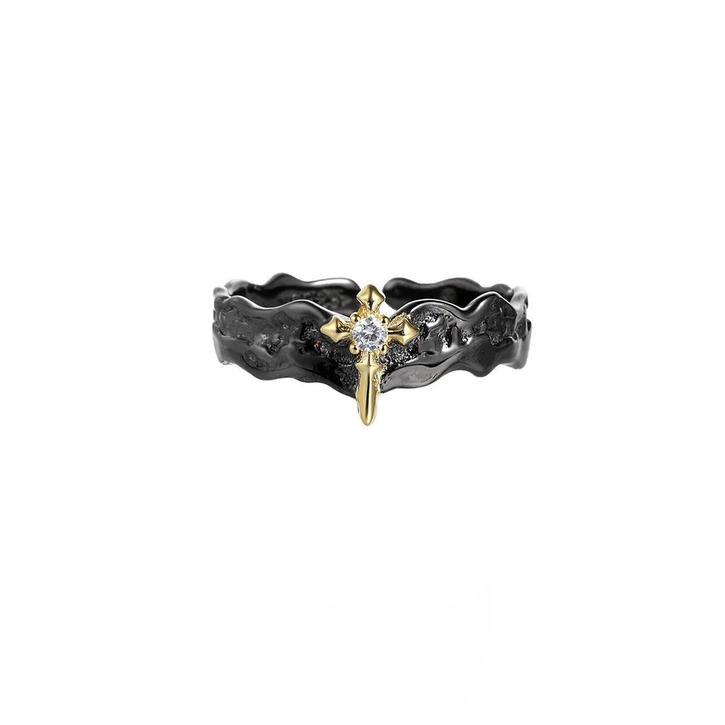 Princess Knight couple ring with adjustable opening in electroplated silver white gold colour
