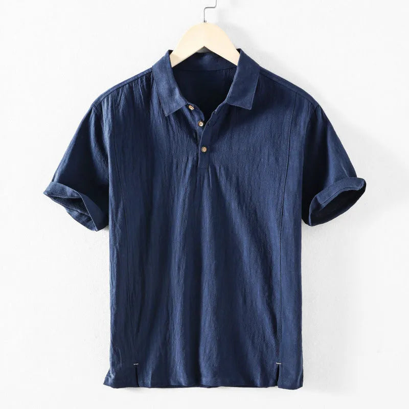 Men's loose fit linen blend casual shirt in solid colour options