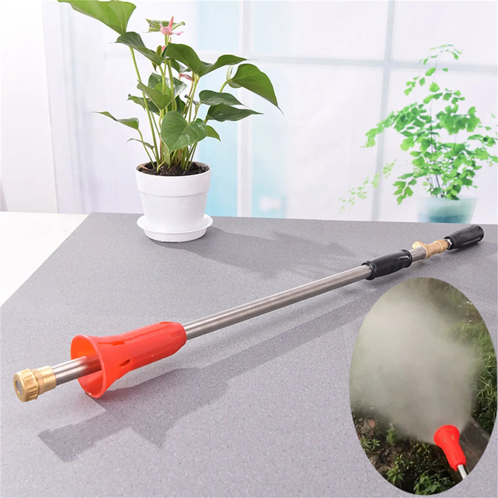 A plastic submachine gun style adjustable high-pressure spray gun for agricultural use.