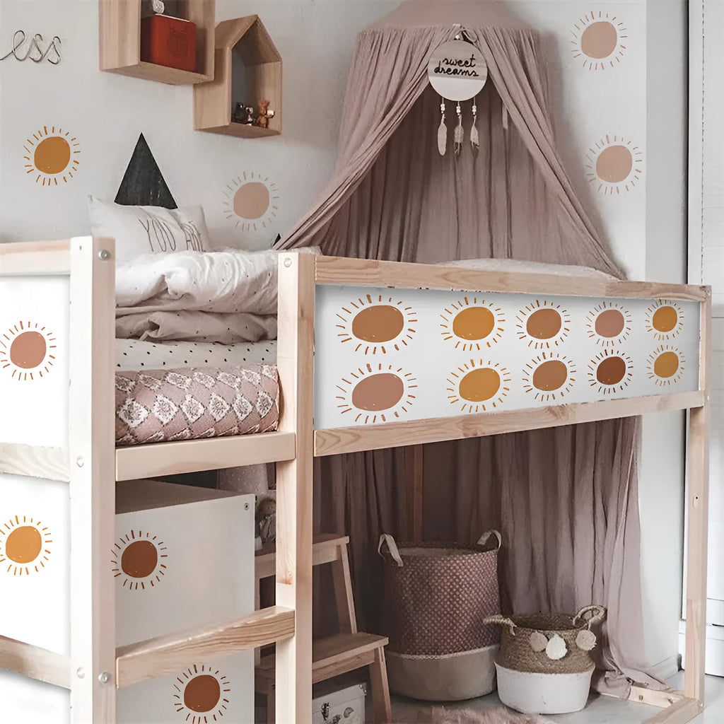 Cartoon sun plastic wall sticker set, three 29x20cm layouts, self-adhesive, for children's room decoration