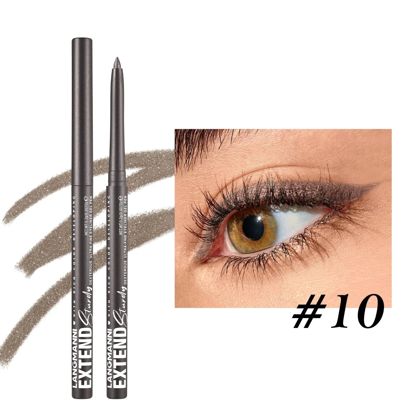 Set of 12 colourful gel glitter eyeliner pencils with matte, glitter, metallic, and pearl finishes