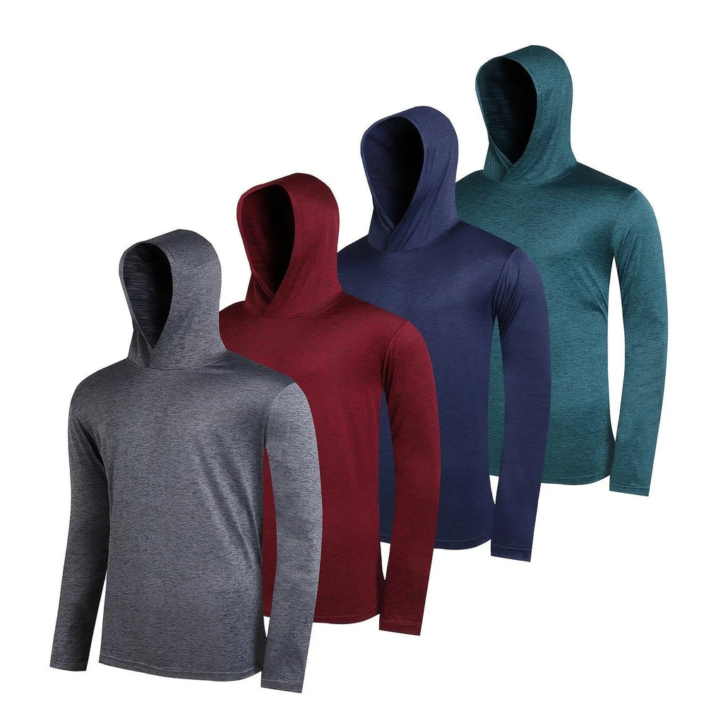 Men's lightweight hoodie 4-piece pack in elastic polyester fibre showing colour options