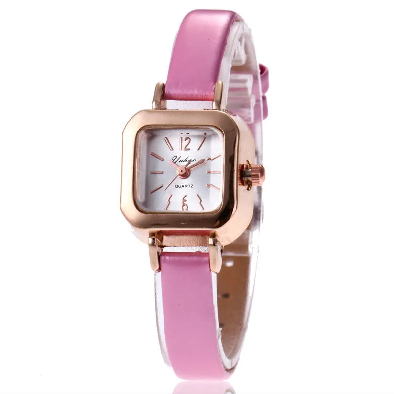 Women's retro personality fashion watch with alloy case in black, white, pink or brown colour