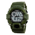 Waterproof multifunctional mountaineering watch with round dial and plastic strap in five colour options
