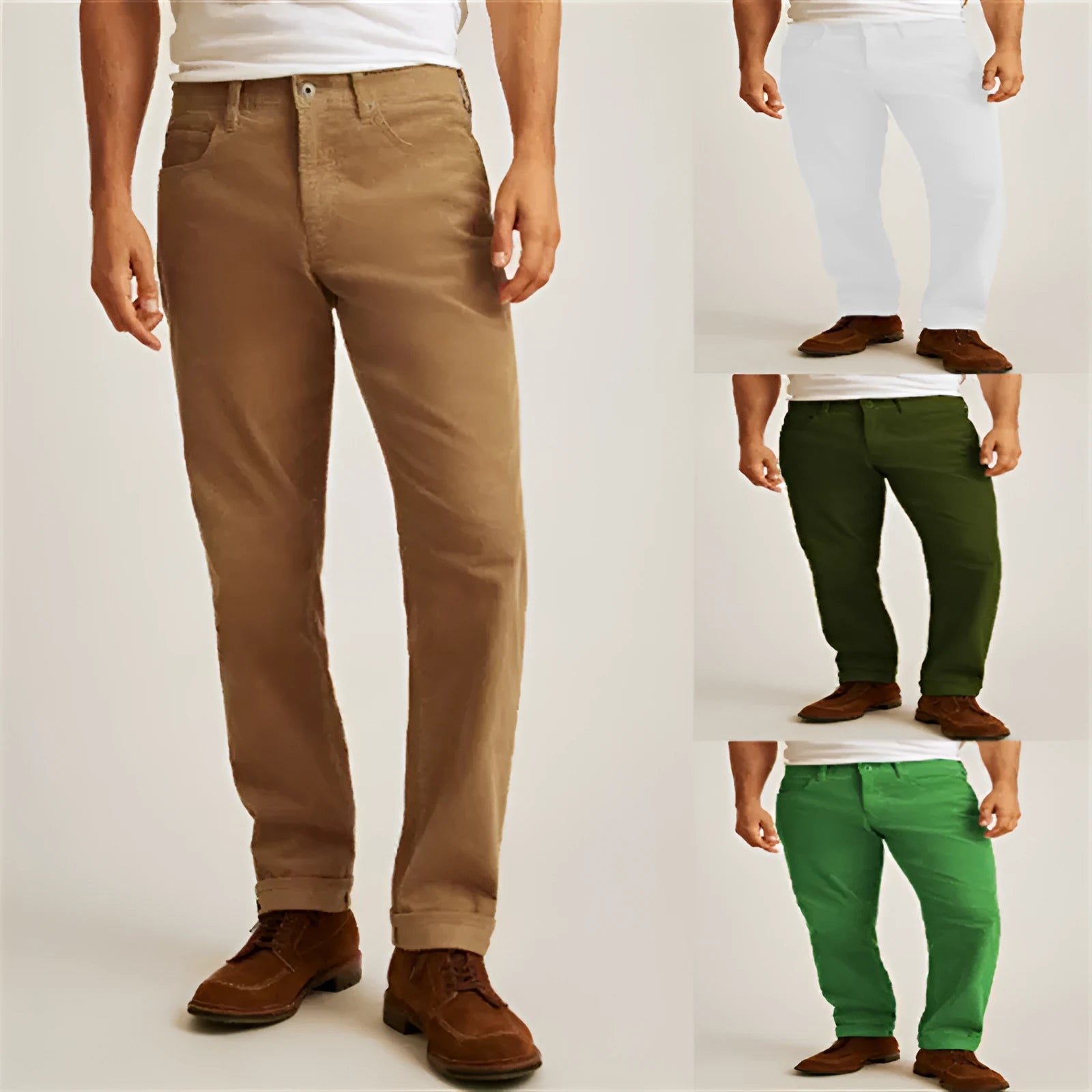 Straight leg corduroy trousers in solid colour with loose fit and mid waist design