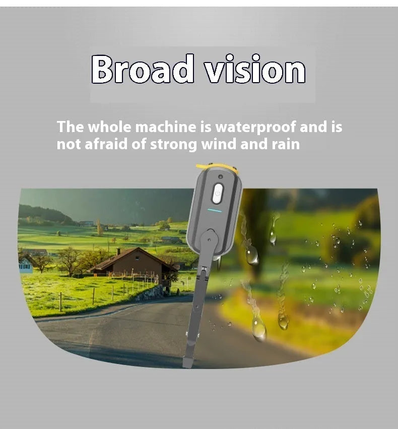 Black smart helmet wiper with 65mm blade for motorcycle visor cleaning.